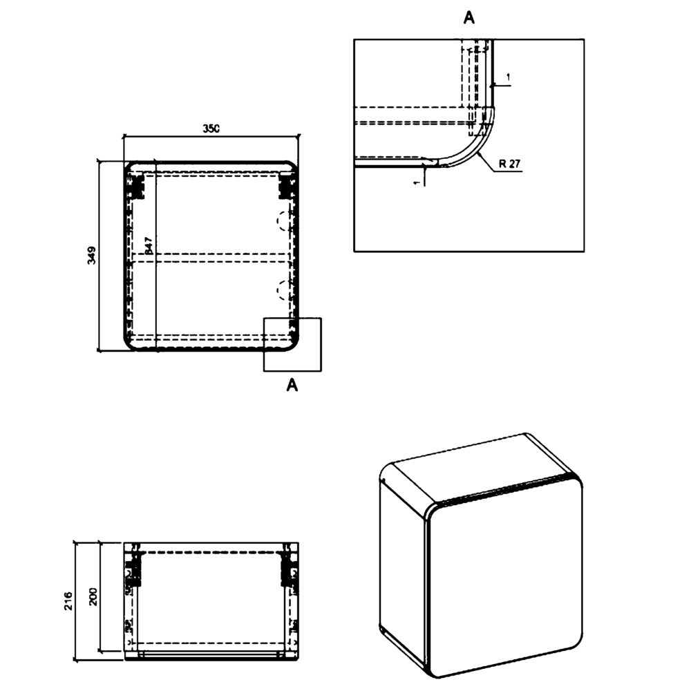Quadratischer Badezimmer-Hängeschrank ARVIDA – Weiß – abgerundete Ecken – 35 x 35 x 22 cm – Bild 3