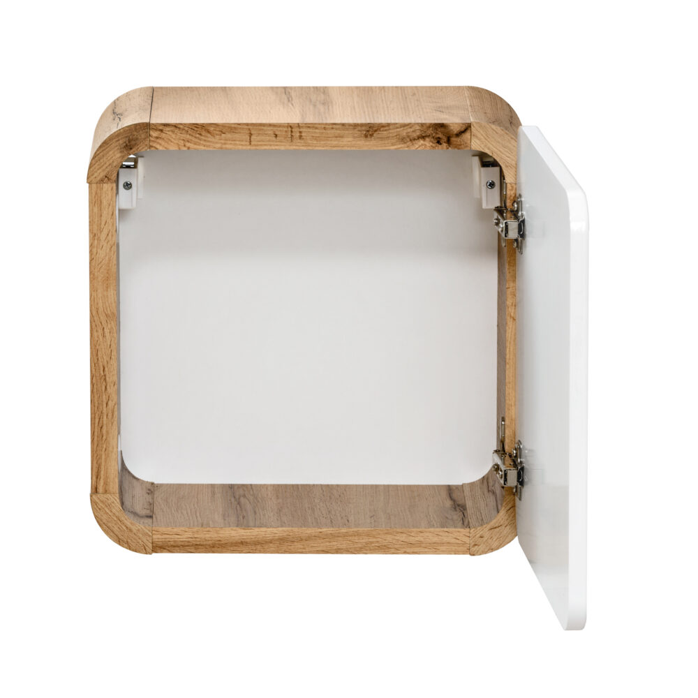 Quadratischer Badezimmer-Hängeschrank ARVIDA – Weiß – abgerundete Ecken – 35 x 35 x 22 cm – Bild 4