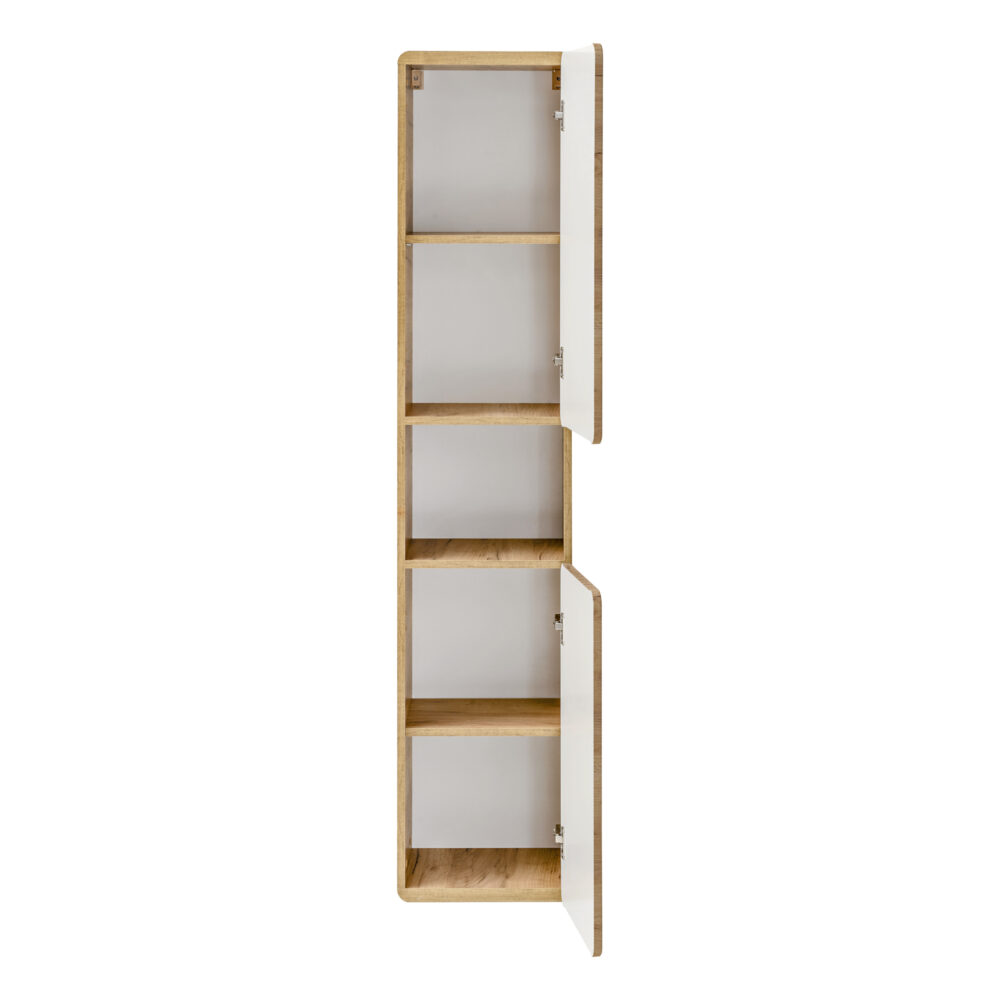 Hoher Badezimmer-Hängeschrank ARVIDA – Eiche – 2 Türen – abgerundete Ecken – 35 x 170 x 35 cm – Bild 3