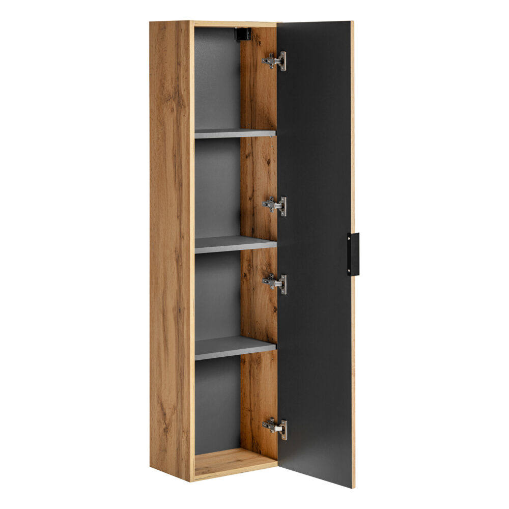 Hoher Badezimmer-Hängeschrank ADEN – Wotan-Eiche – gefräste Fronten – 35 x 140 x 25 cm – Bild 3