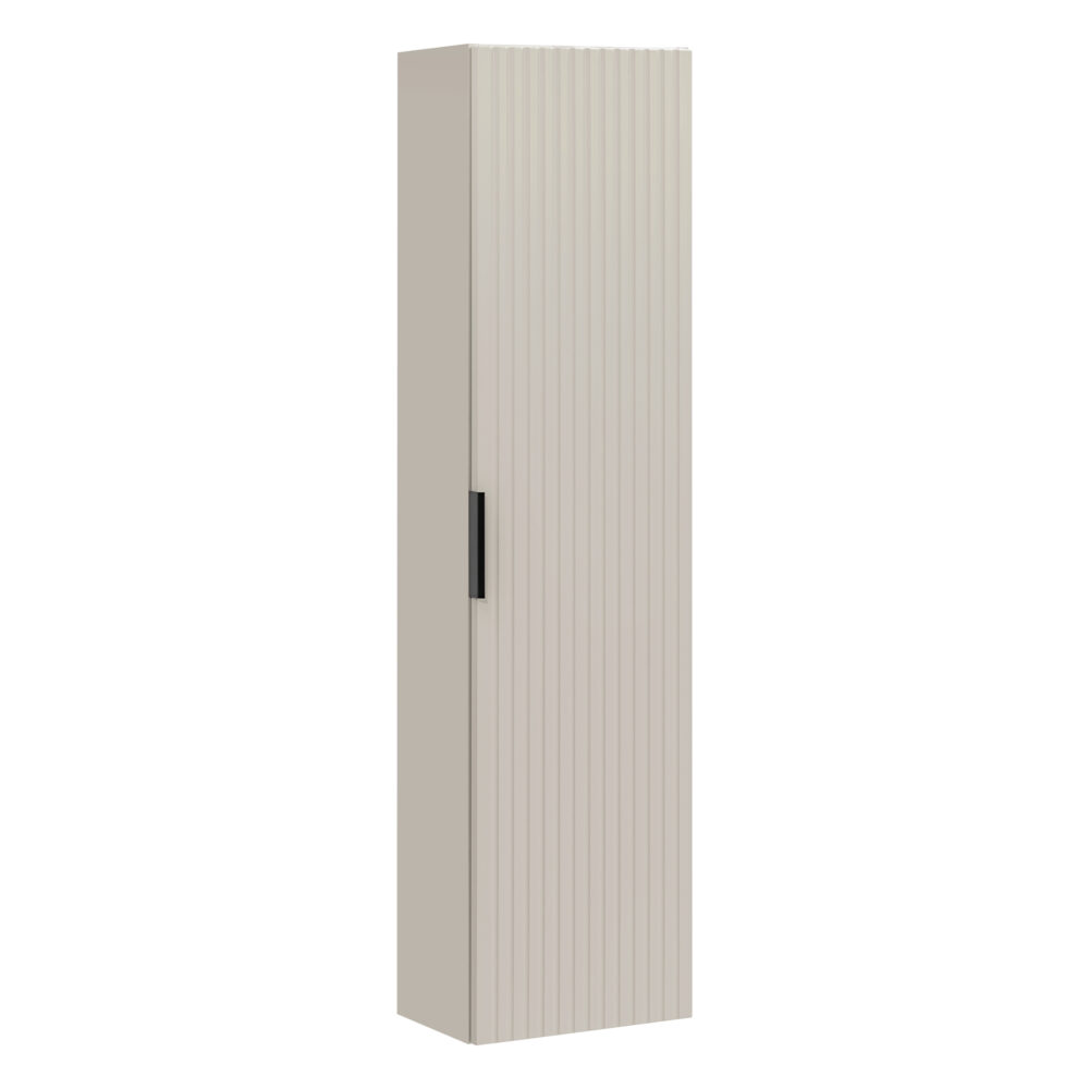 Hoher Badezimmer-Hängeschrank ADEN – Kaschmir – gefräste Fronten – 35 x 140 x 25 cm