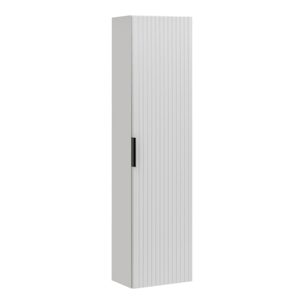 Hoher Badezimmer-Hängeschrank ADEN – Weiß – gefräste Fronten – 35 x 140 x 25 cm – Bild 1