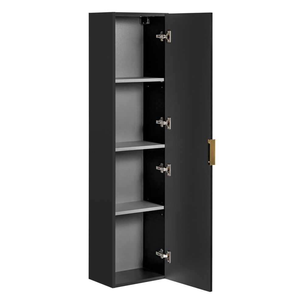 Hoher Badezimmer-Hängeschrank ADEN – Schwarz – gefräste Fronten – 35 x 140 x 25 cm – Bild 3