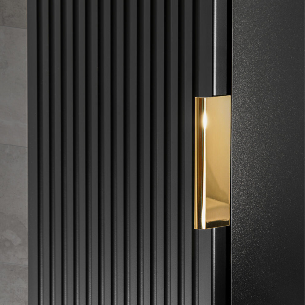 Hoher Badezimmer-Hängeschrank ADEN – Schwarz – gefräste Fronten – 35 x 140 x 25 cm – Bild 7