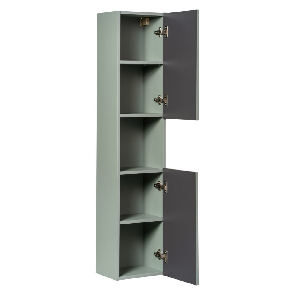 Hoher Badezimmer-Hängeschrank NALVIK – Grün – 2 Türen – gefräste Fronten – 30 x 140 x 25 cm – Bild 3
