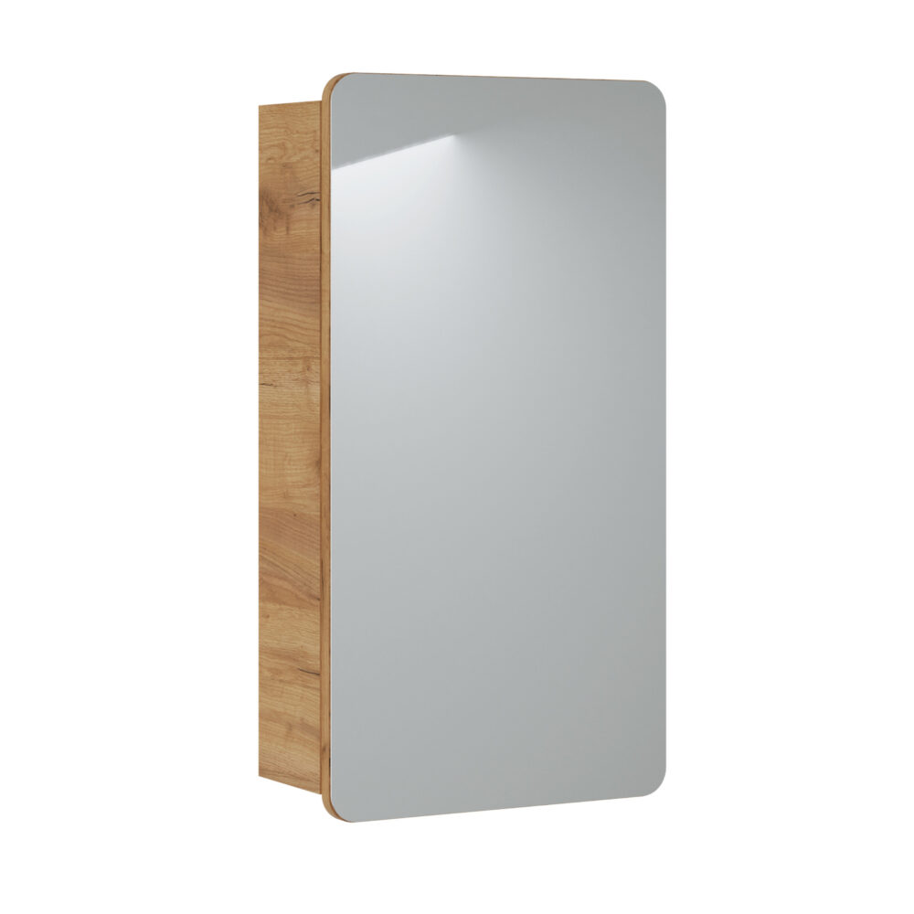 Badezimmer-Hängeschrank mit Spiegel ARVIDA – Eiche – 40 x 75 x 16 cm
