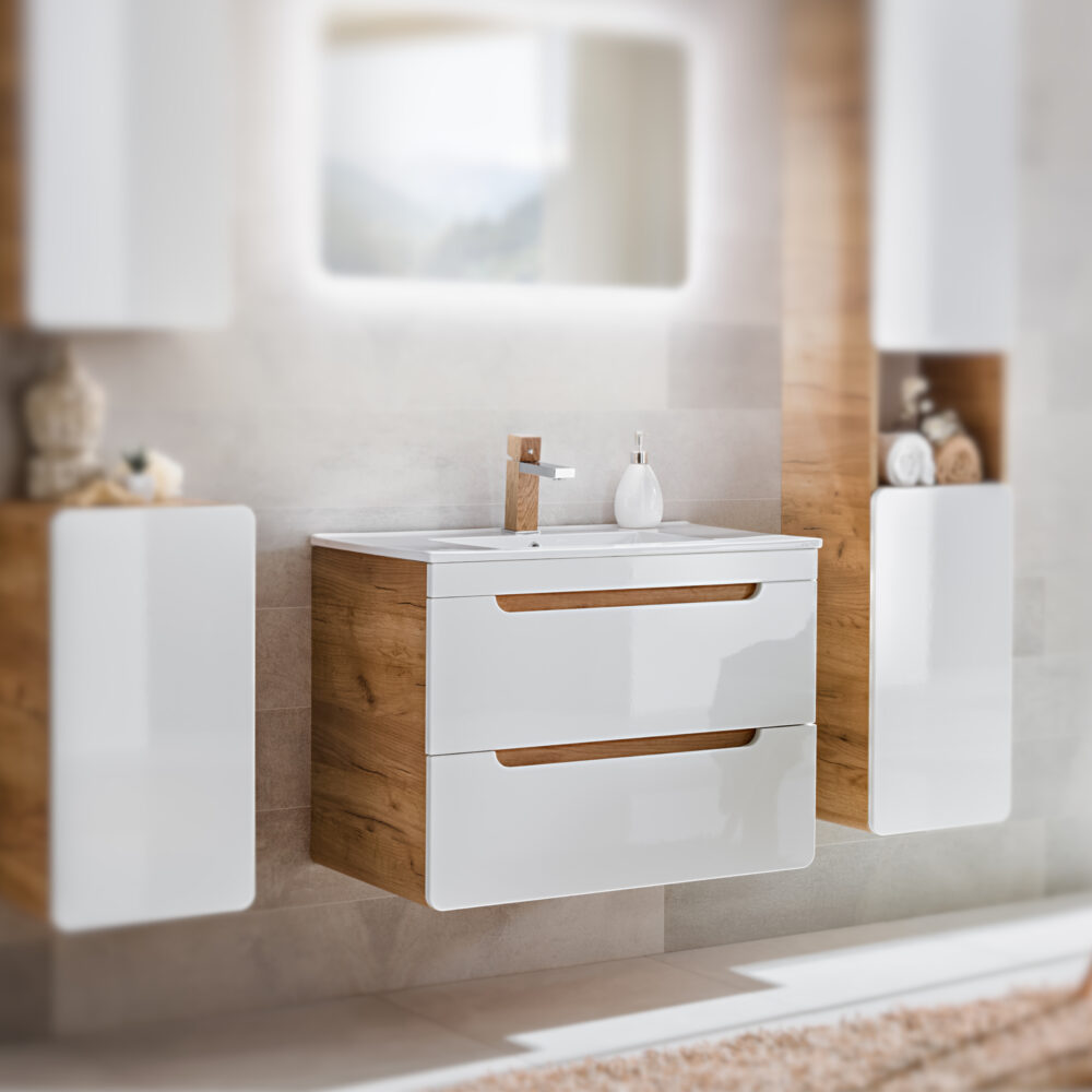 Hängeschrank unter dem Waschbecken ARVIDA – Weiß – 2 Schubladen – 80 x 59 x 46 cm – Bild 2