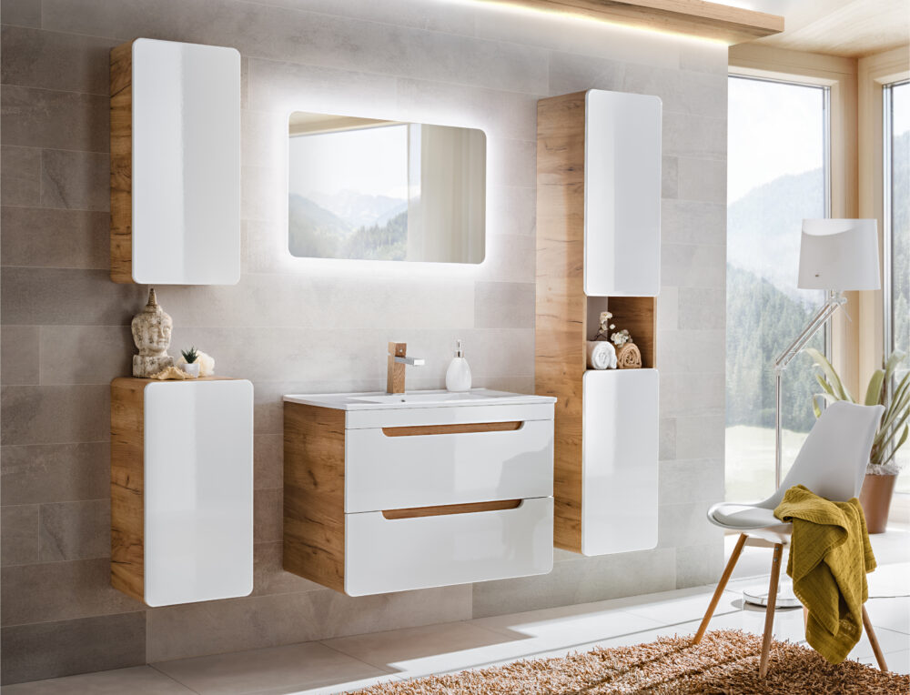 Hängeschrank unter dem Waschbecken ARVIDA – Weiß – 2 Schubladen – 80 x 59 x 46 cm – Bild 4