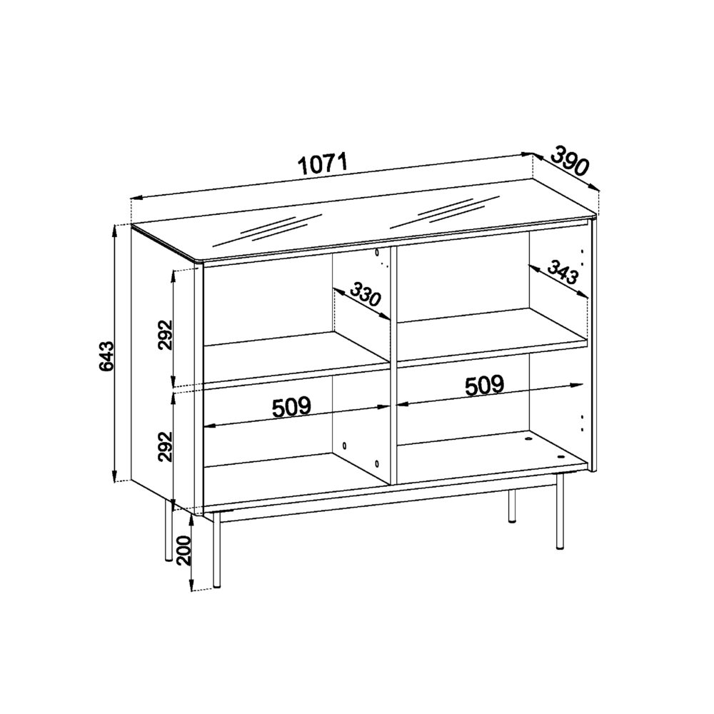Kommode Olden – Kaschmir – mit Glastüren – 107 x 84 x 39 cm – Bild 2