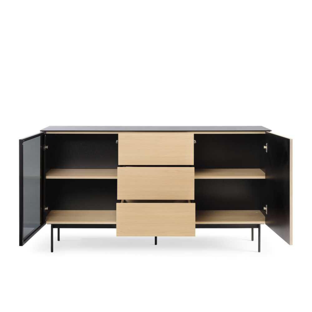 Kommode Olden – Vicenza-Eiche – mit Glastüren und 3 Schubladen – 157 x 84 x 39 cm – Bild 4