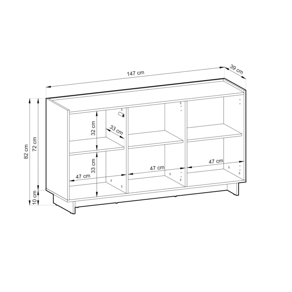Kommode Yarker – Karamell-Eiche – 3-türig – 147 x 82 x 39 cm – Bild 3