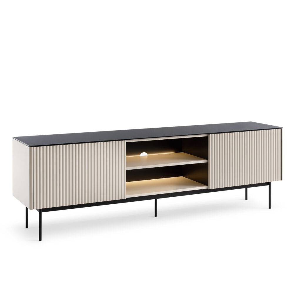 TV-Schrank Olden – Kaschmir – mit Glasplatte – 180 x 52 x 39 cm