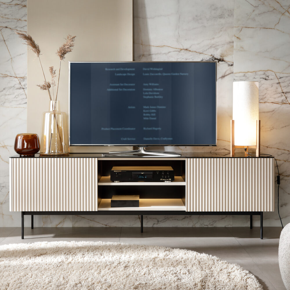 TV-Schrank Olden – Kaschmir – mit Glasplatte – 180 x 52 x 39 cm – Bild 2