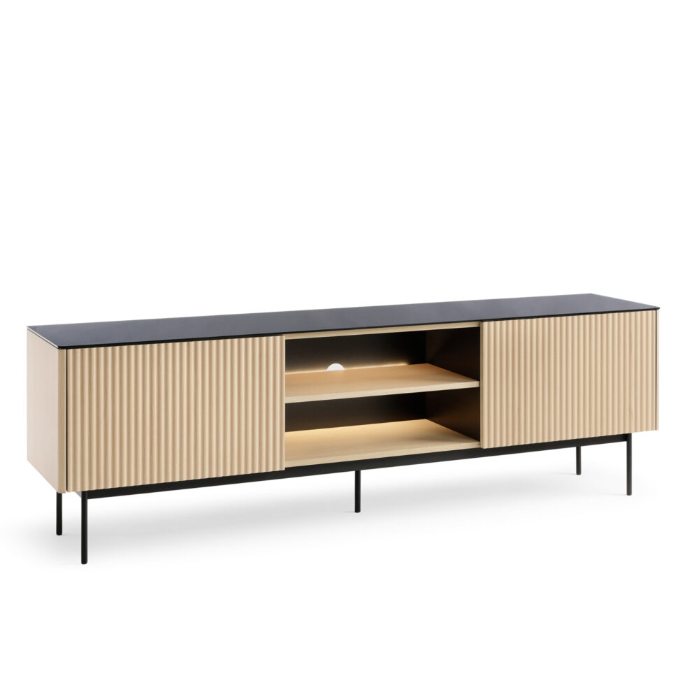 TV-Schrank Olden – Vicenza-Eiche – mit Glasplatte – 180 x 52 x 39 cm – Bild 1