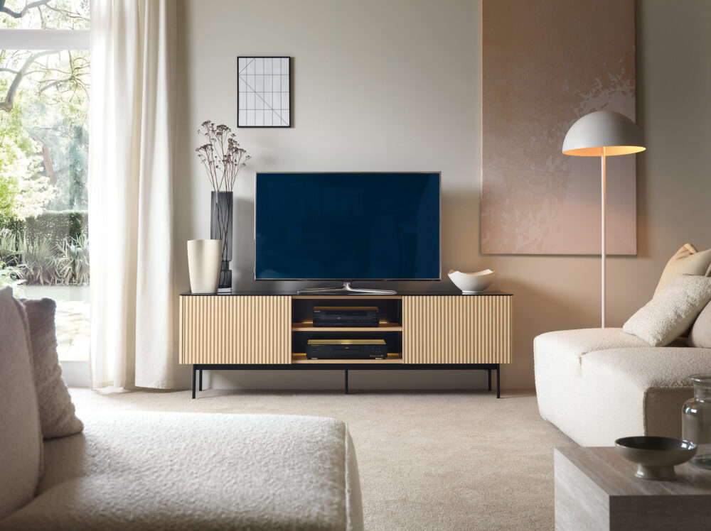 TV-Schrank Olden – Vicenza-Eiche – mit Glasplatte – 180 x 52 x 39 cm – Bild 5
