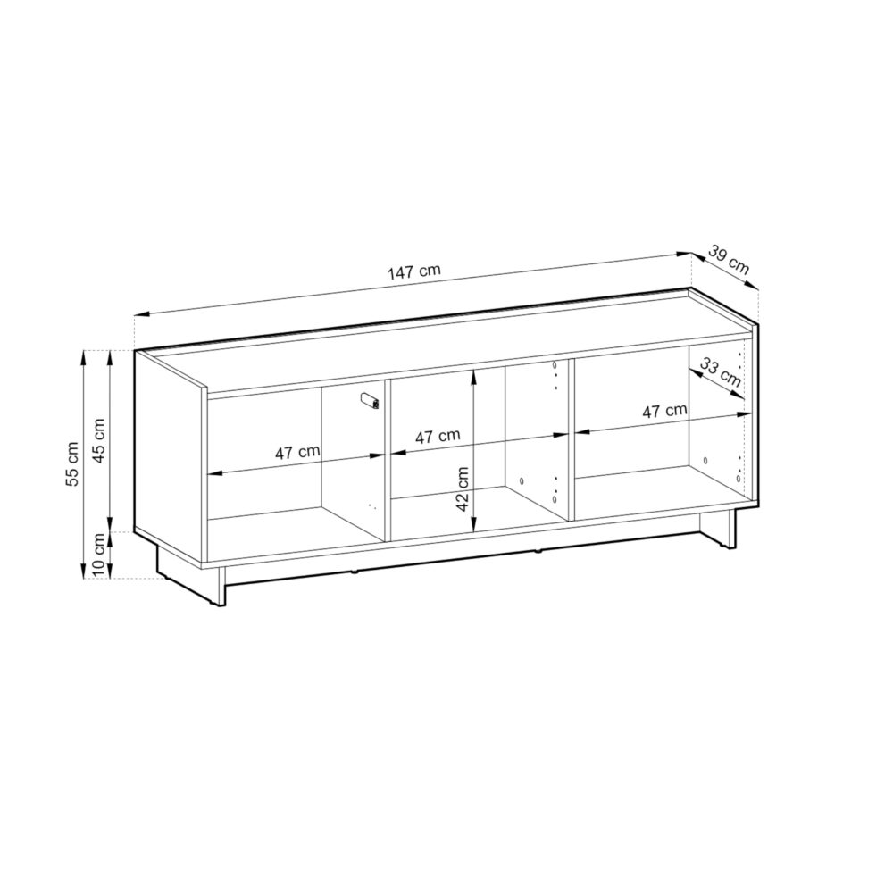TV-Schrank Yarker – Karamell-Eiche – 3-türig – 147 x 55 x 39 cm – Bild 3