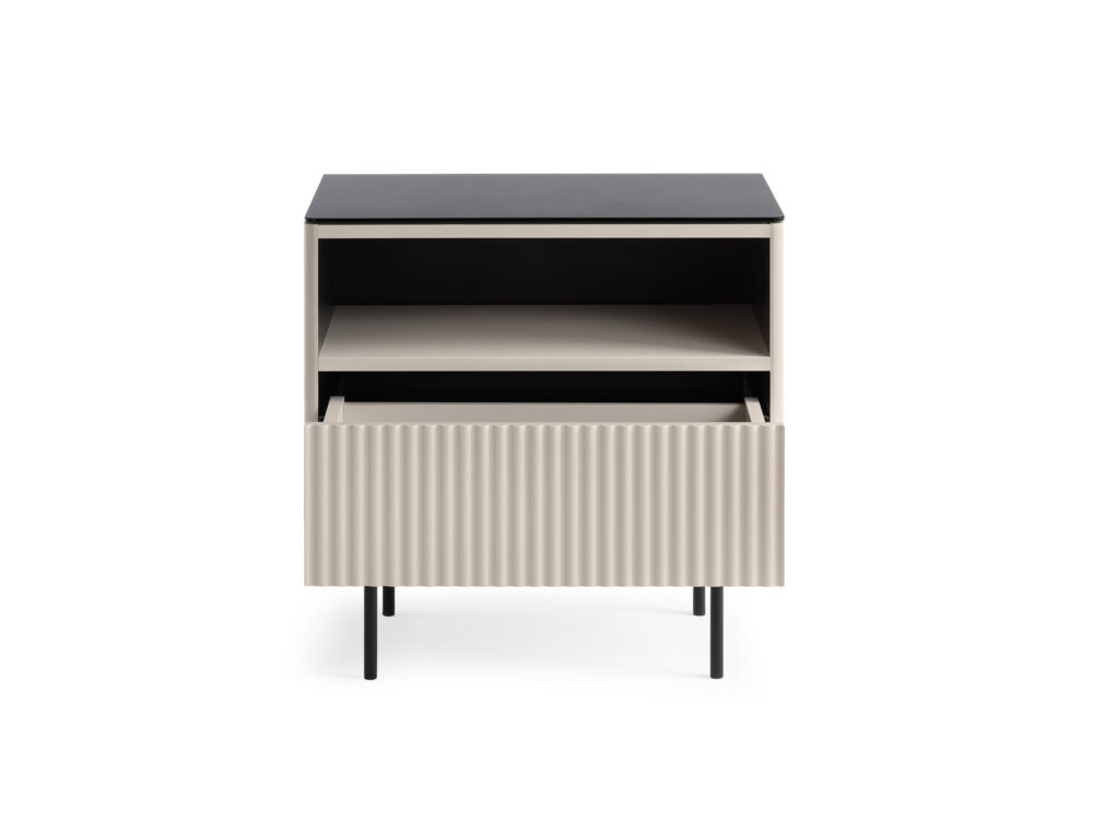 Nachttisch Olden – Kaschmir – mit Glasplatte und Schublade – 57 x 57 x 39 cm – Bild 4