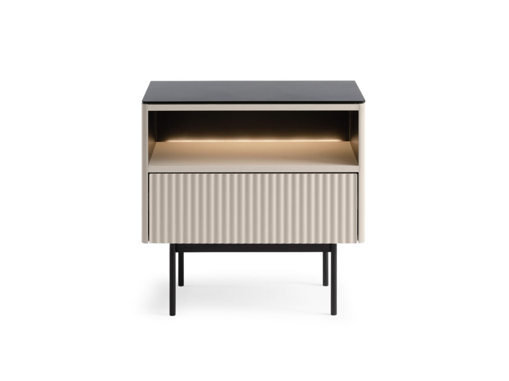 Nachttisch Olden – Kaschmir – mit Glasplatte und Schublade – 57 x 57 x 39 cm – Bild 6