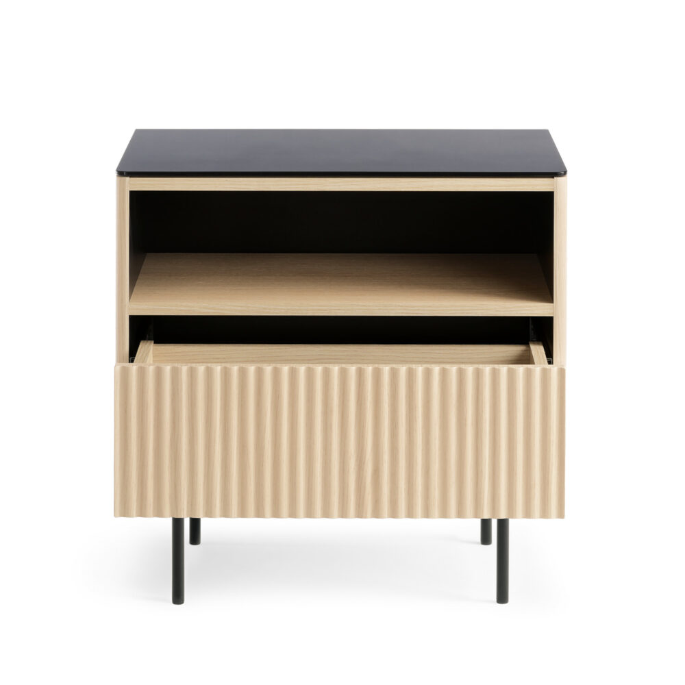 Nachttisch Olden – Vicenza-Eiche – mit Glasplatte und Schublade – 57 x 57 x 39 cm – Bild 4