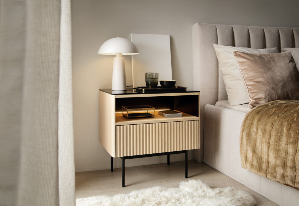 Nachttisch Olden – Vicenza-Eiche – mit Glasplatte und Schublade – 57 x 57 x 39 cm – Bild 5