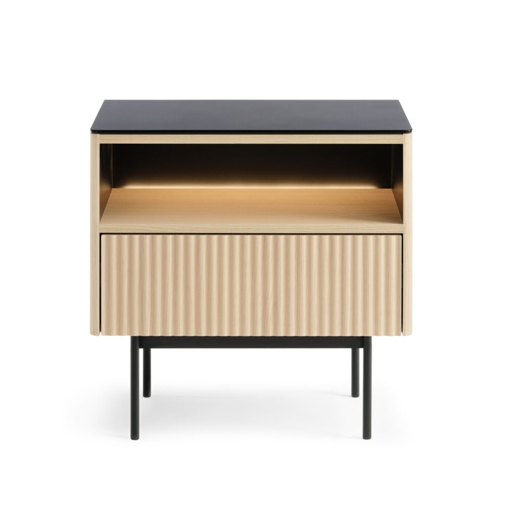 Nachttisch Olden – Vicenza-Eiche – mit Glasplatte und Schublade – 57 x 57 x 39 cm – Bild 6