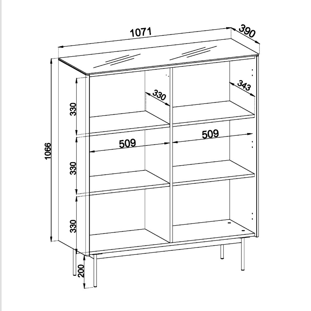 Vitrine Olden – Vicenza-Eiche – mit gefrästen Fronten – 107 x 126 x 39 cm – Bild 3