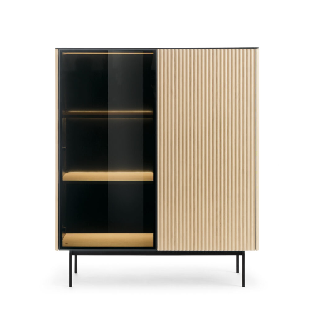 Vitrine Olden – Vicenza-Eiche – mit gefrästen Fronten – 107 x 126 x 39 cm – Bild 6