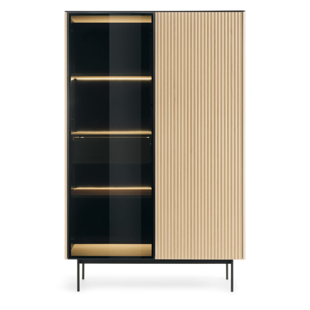 Vitrine Olden – Vicenza-Eiche – mit gefrästen Fronten und Schublade – 107 x 163 x 39 cm – Bild 7