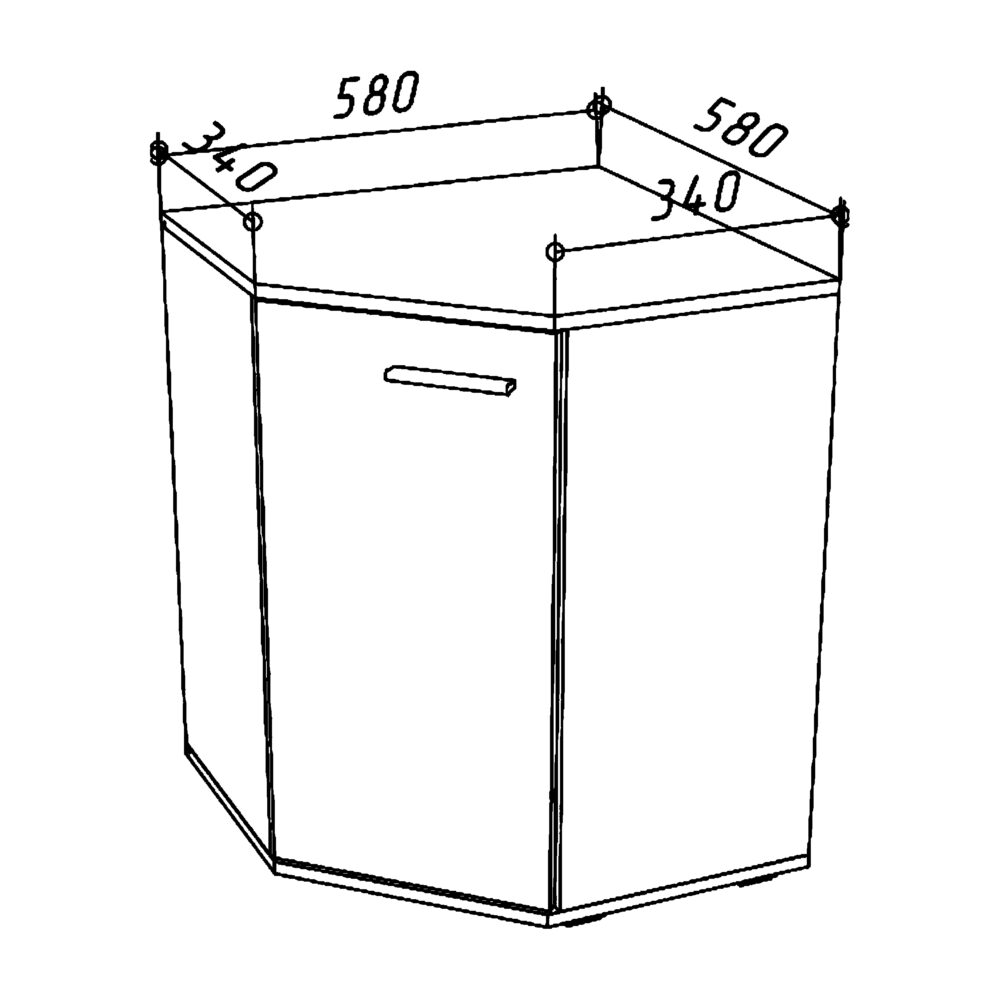 Commode FAUSKE - Geräumig - Eck - Eiche Wotan - Grau - Breite 58 cm, Höhe 74 cm, Tiefe 58 cm – Bild 2