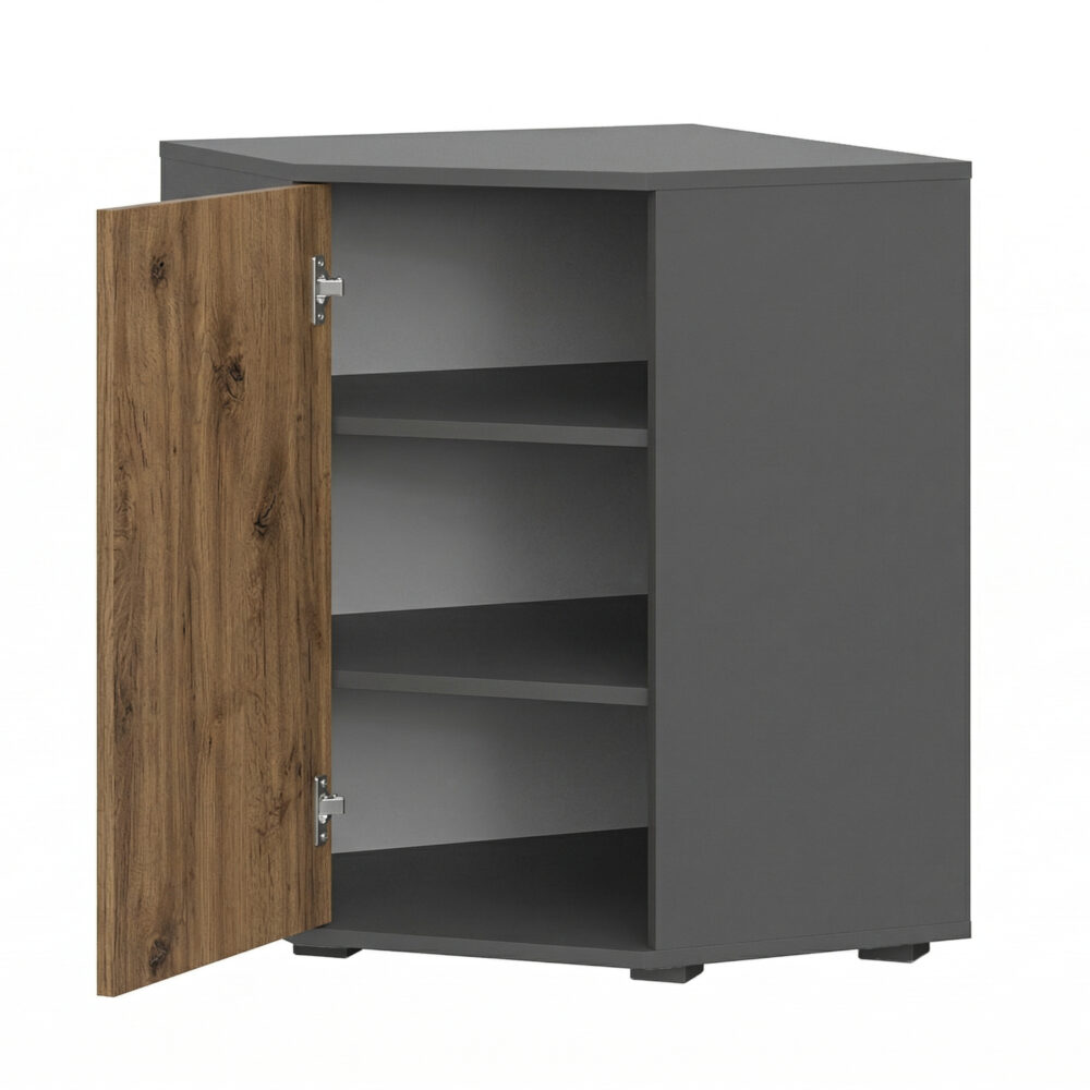 Commode FAUSKE - Geräumig - Eck - Eiche Wotan - Grau - Breite 58 cm, Höhe 74 cm, Tiefe 58 cm – Bild 3