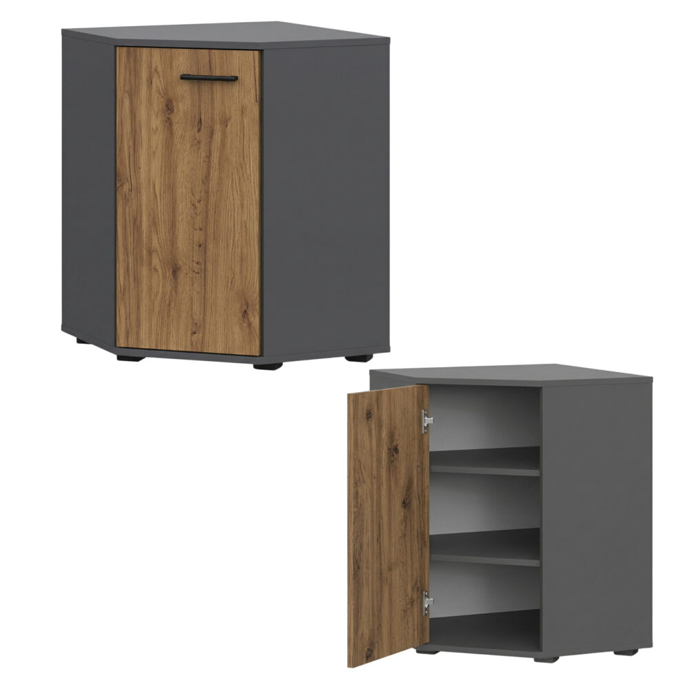 Commode FAUSKE - Geräumig - Eck - Eiche Wotan - Grau - Breite 58 cm, Höhe 74 cm, Tiefe 58 cm – Bild 4
