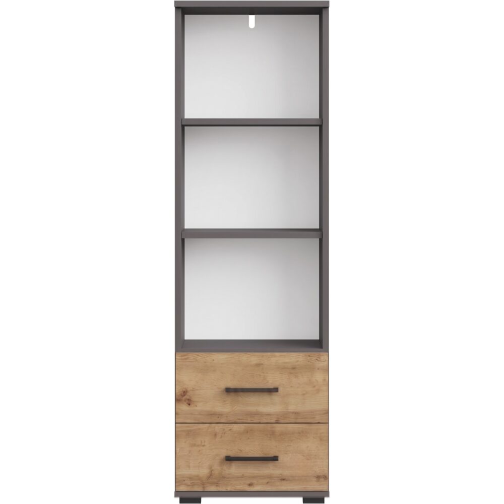 Regal FAUSKE - 2 Schubladen - Eiche - Grau - Breite 40 cm, Höhe 130 cm, Tiefe 34 cm – Bild 4