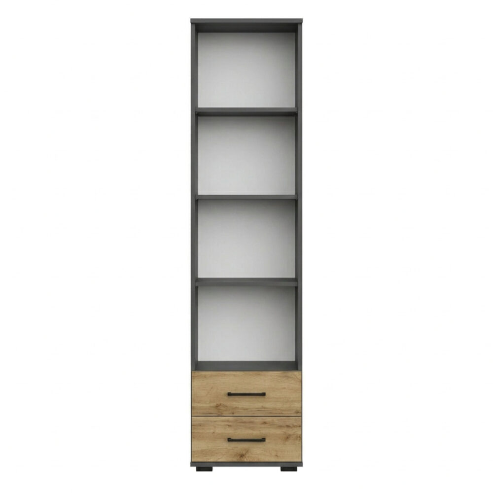 Regal FAUSKE - 2 Schubladen - Eiche - Grau - Breite 40 cm, Höhe 180 cm, Tiefe 34 cm – Bild 5