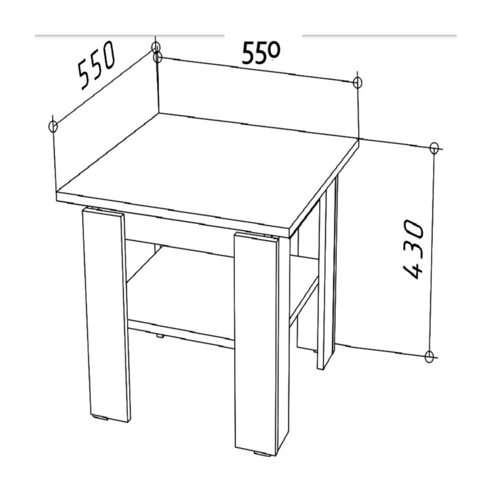 Kaffeetisch Sola - Grau - Eiche - Zusätzlicher Regal - Breite 55 cm, Höhe 43 cm, Tiefe 55 cm – Bild 2