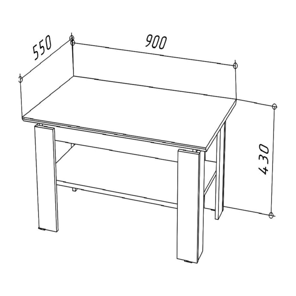Kaffeetisch Sola - Grau - Eiche - Zusätzlicher Ablageboden - Breite 90 cm, Höhe 43 cm, Tiefe 55 cm – Bild 2