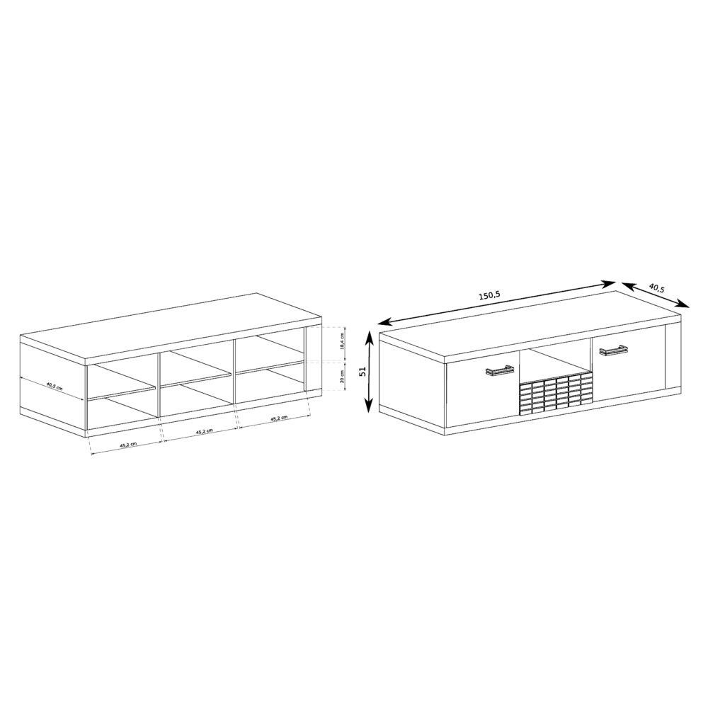 TV-Schrank BALESTRAND - Eiche - Schublade - 151 x 51 x 41 cm – Bild 3