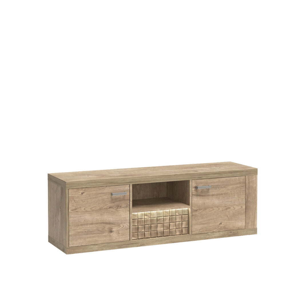 TV-Schrank BALESTRAND - Eiche - Schublade - Dekorative Front - 151 x 51 x 41 cm