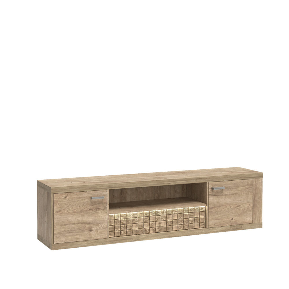 TV-Schrank BALESTRAND - Eiche - Schublade - Dekorativer Front - 196 x 51 x 41 cm