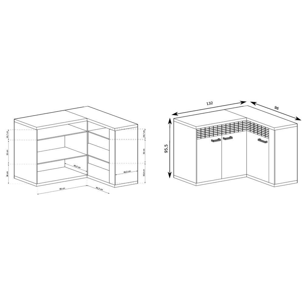 Eckkommode BALESTRAND – Eiche – Schubladen – Dekorative Front – Beleuchtete Deckplatte – 132 × 99 × 41 cm – Bild 3
