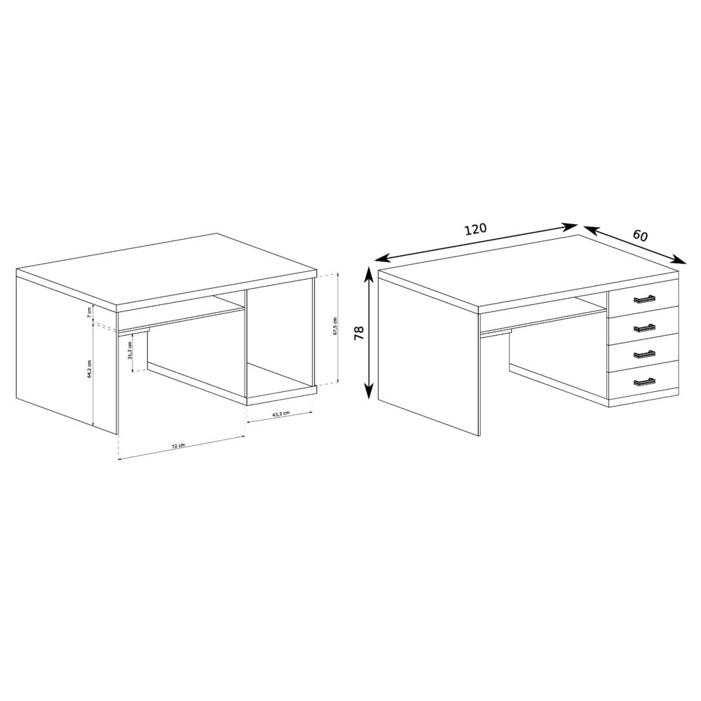 Schreibtisch BALESTRAND - Eiche - Schubladen - 120 x 78 x 60 cm – Bild 2