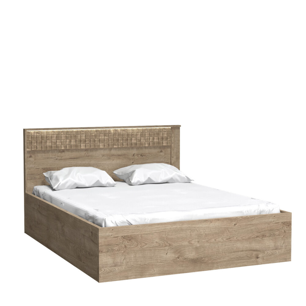 Doppelbett BALESTRAND - Beleuchtete Kopfteil - Bettzeug Lagerfach - 167 x 102 x 207 cm