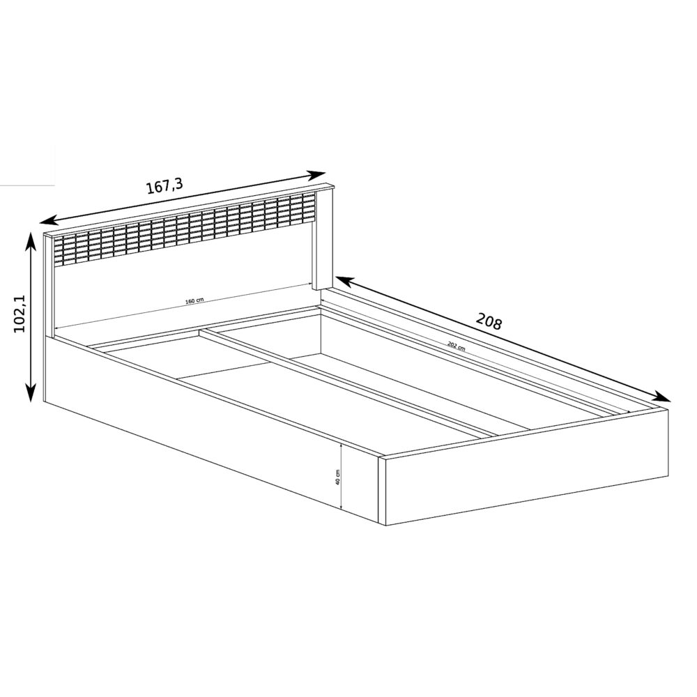 Doppelbett BALESTRAND - Beleuchtete Kopfteil - Bettzeug Lagerfach - 167 x 102 x 207 cm – Bild 3