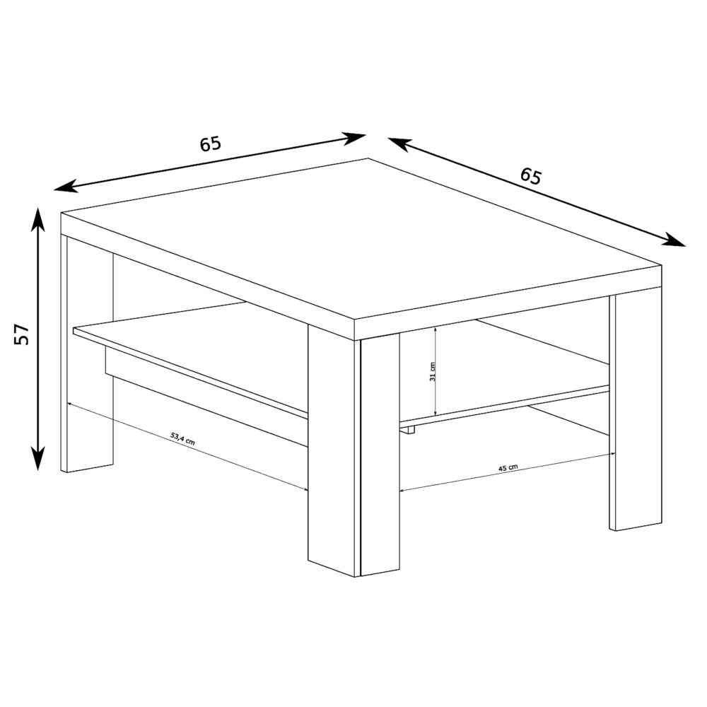 Couchtisch BALESTRAND - Eiche - Eingebaute Regale - 65 x 57 x 65 cm – Bild 2