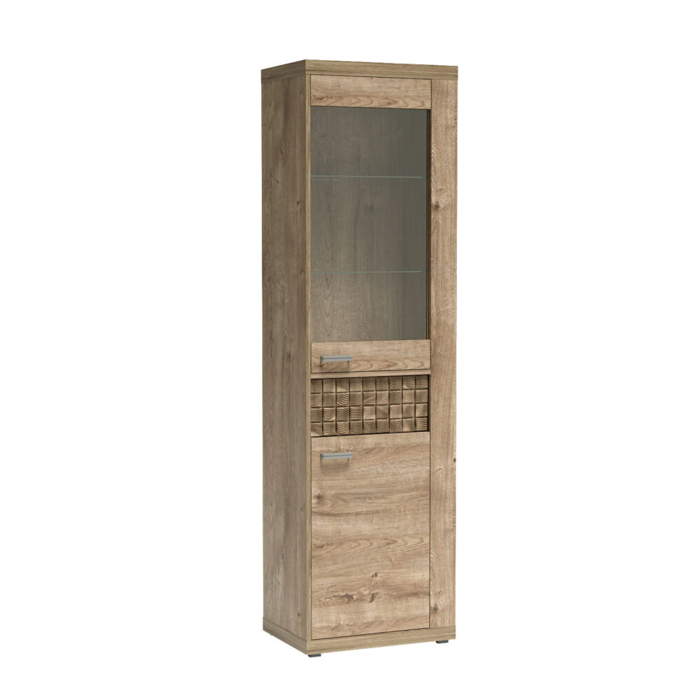 Vitrine BALESTRAND - Eiche - Schublade - 57 x 201 x 41 cm