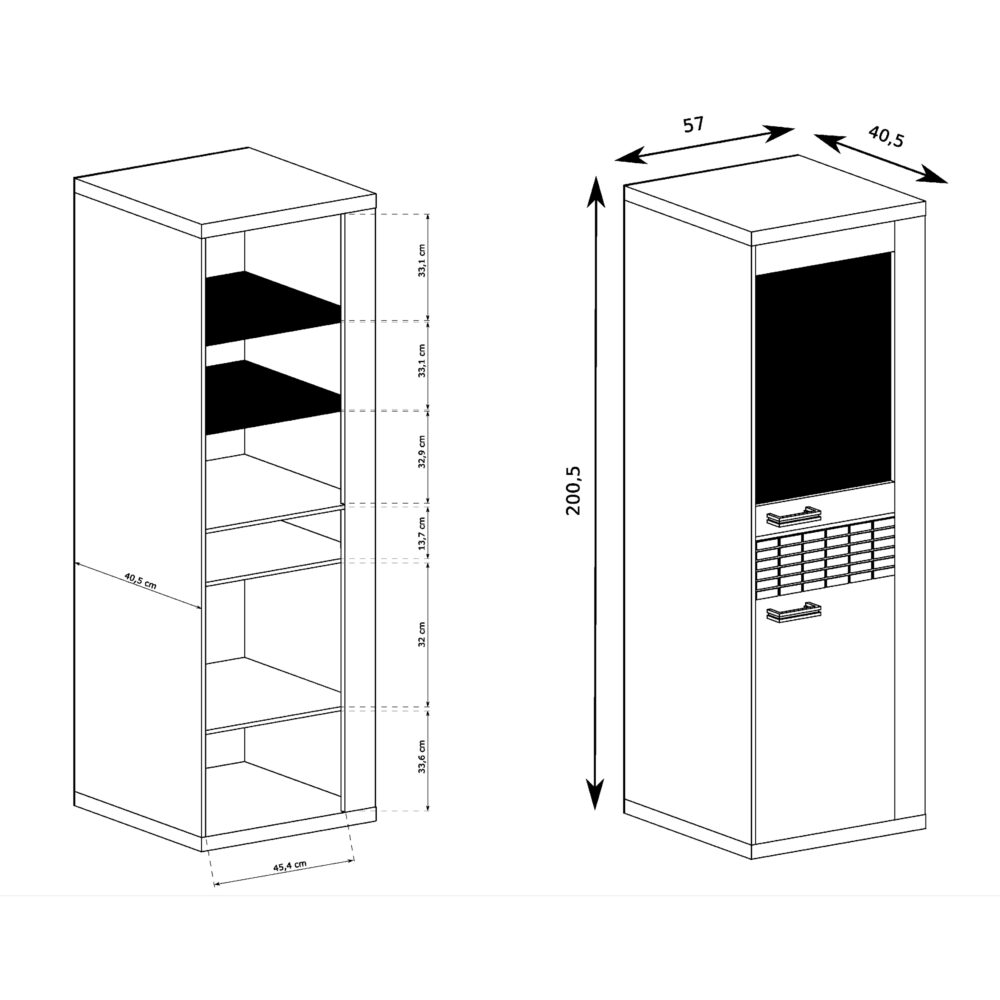 Vitrine BALESTRAND - Eiche - Schublade - 57 x 201 x 41 cm – Bild 3