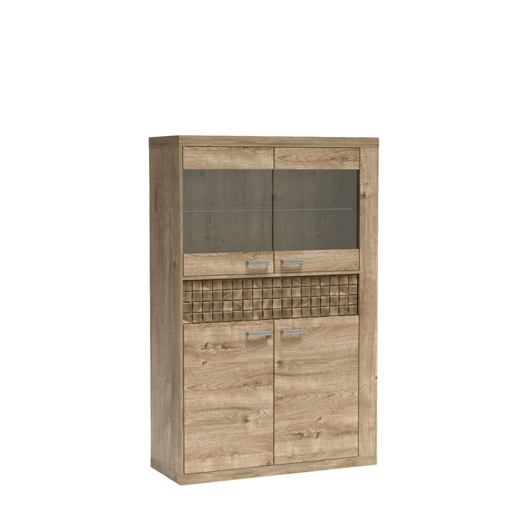 Vitrine BALESTRAND - Eiche - Schublade - 102 x 160 x 41 cm