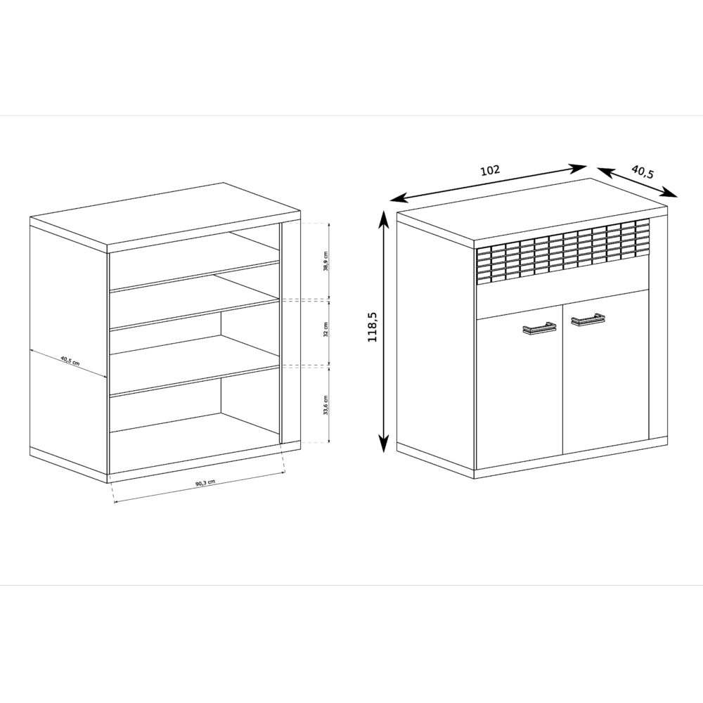 Kommode BALESTRAND - Eiche - Schubladen - Dekorativer Front - Beleuchtete Oberfläche - 102 x 119 x 41 cm – Bild 2