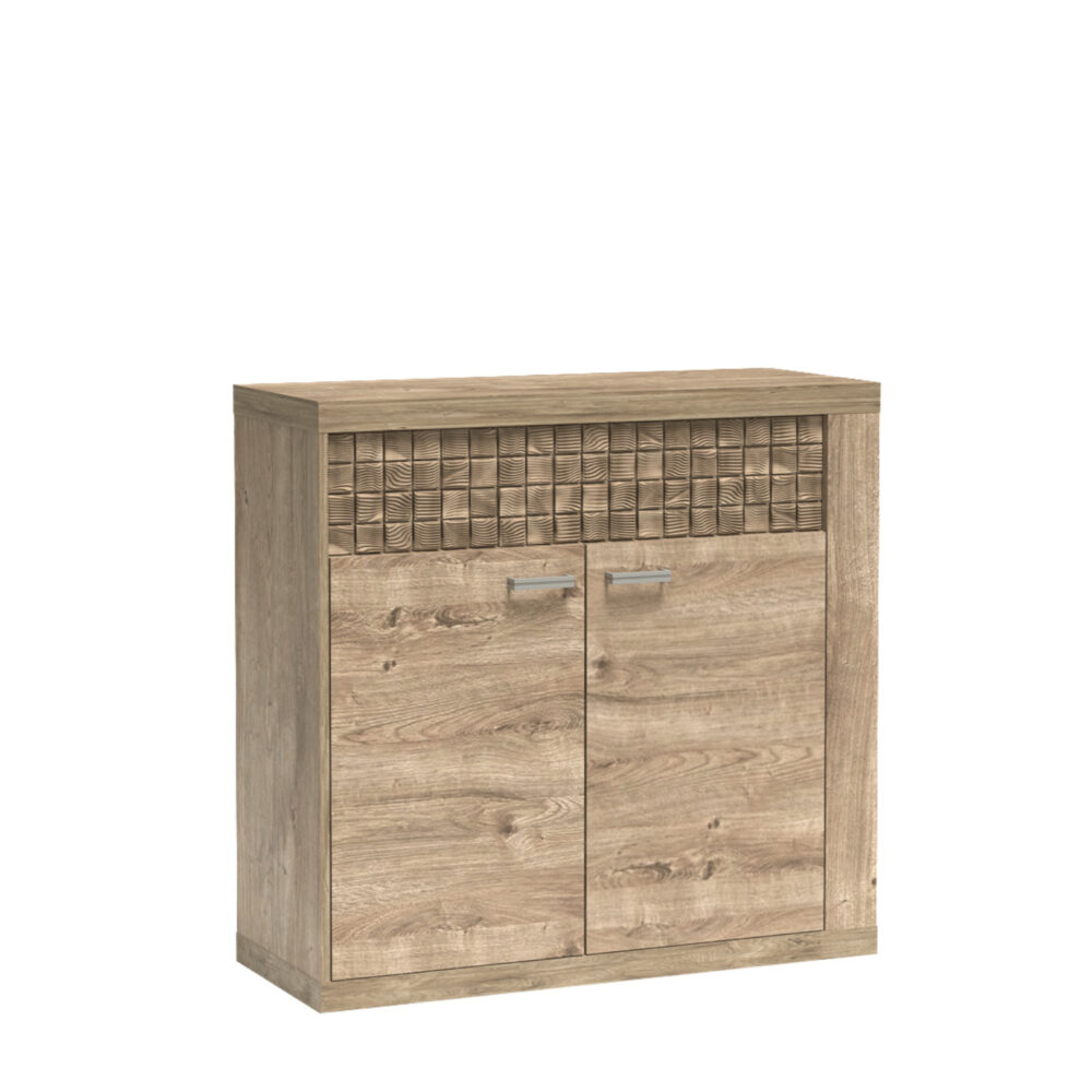 Commode BALESTRAND - Eiche - Schubladen - Dekorativer Front - 102 x 99 x 41 cm – Bild 1