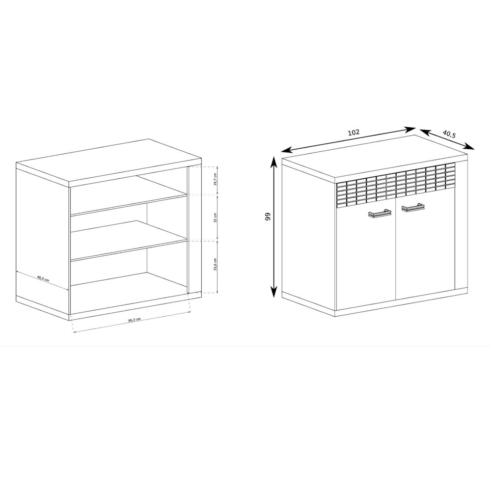 Commode BALESTRAND - Eiche - Schubladen - Dekorativer Front - 102 x 99 x 41 cm – Bild 2