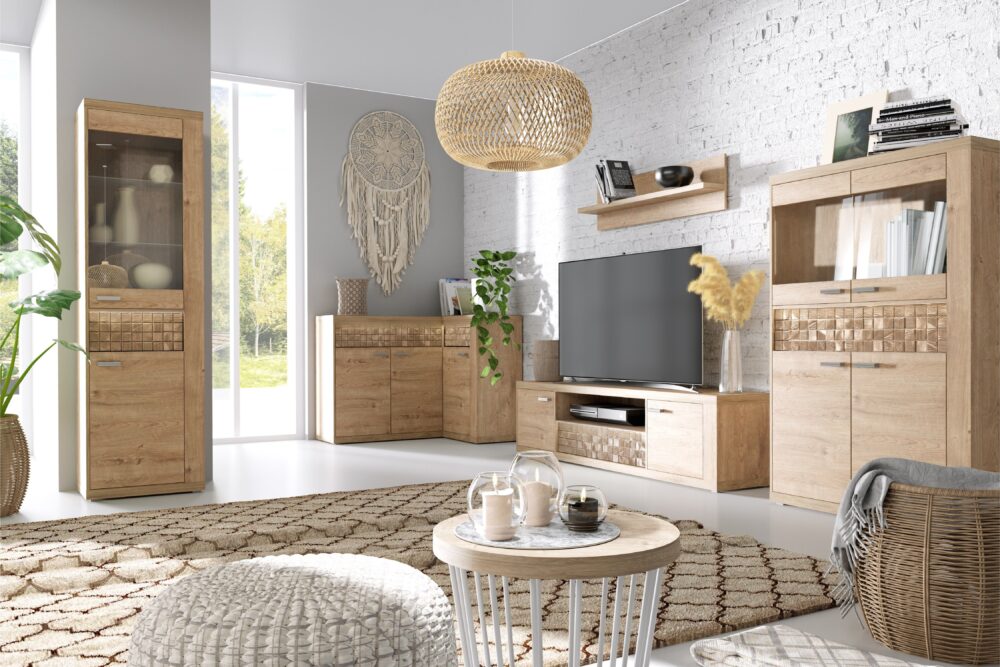 Commode BALESTRAND - Eiche - Schubladen - Dekorativer Front - 102 x 99 x 41 cm – Bild 3